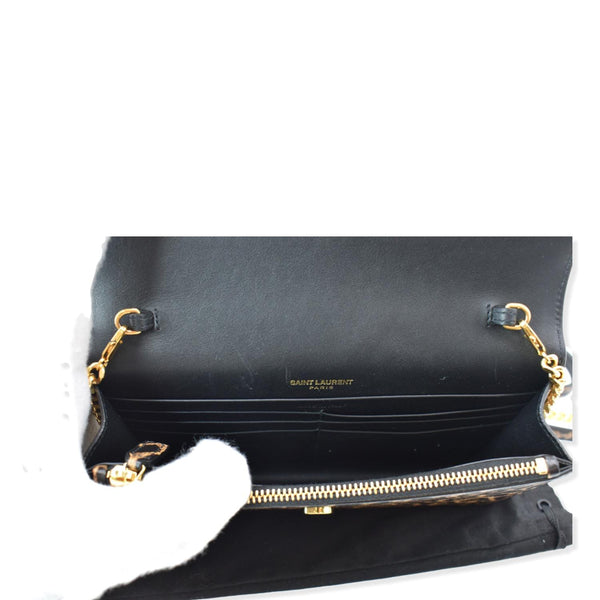 YVES SAINT LAURENT Kate Monogram Leopard Print Shoulder Bag Black - New Year Deals