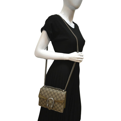 GUCCI Dionysus Mini GG Supreme Canvas Crossbody Bag Beige 421970