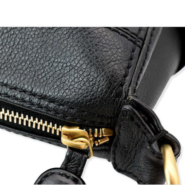 CHANEL CC Calfskin Leather Ring Chain Satchel Bag Black