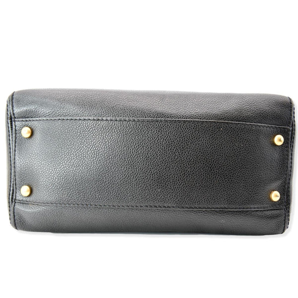 CHANEL CC Calfskin Leather Ring Chain Satchel Bag Black