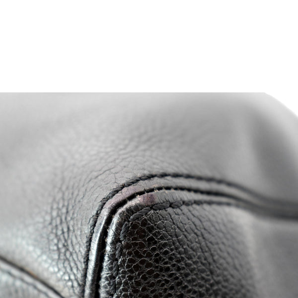 CHANEL CC Calfskin Leather Ring Chain Satchel Bag Black