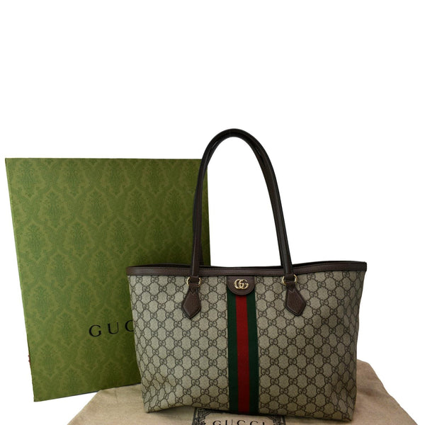 GUCCI Ophidia Medium GG Supreme Canvas Tote Bag Beige 631685