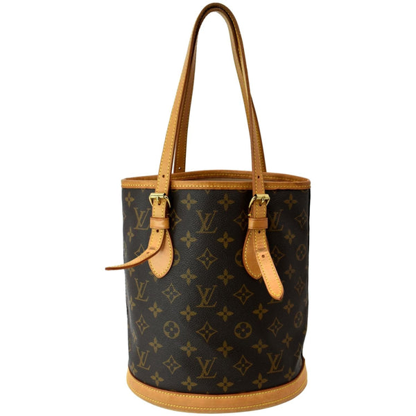 LOUIS VUITTON Petit Bucket Monogram Canvas Shoulder Bag Brown