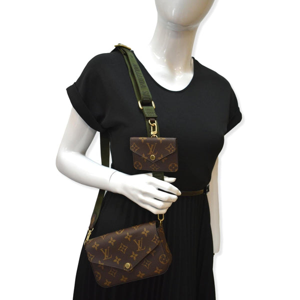 LOUIS VUITTON Felicie Strap & Go Pochette Monogram Canvas Shoulder Bag Brown