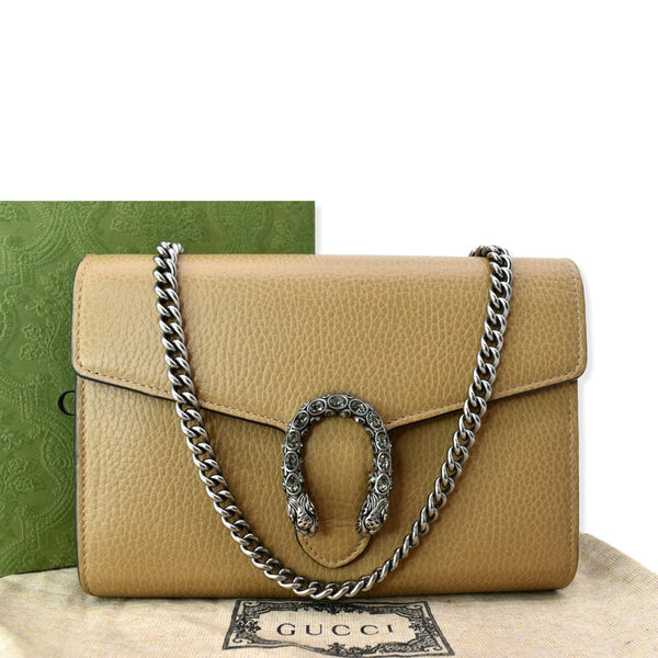 GUCCI Dionysus Mini Leather Chain Shoulder Bag Tan 401231