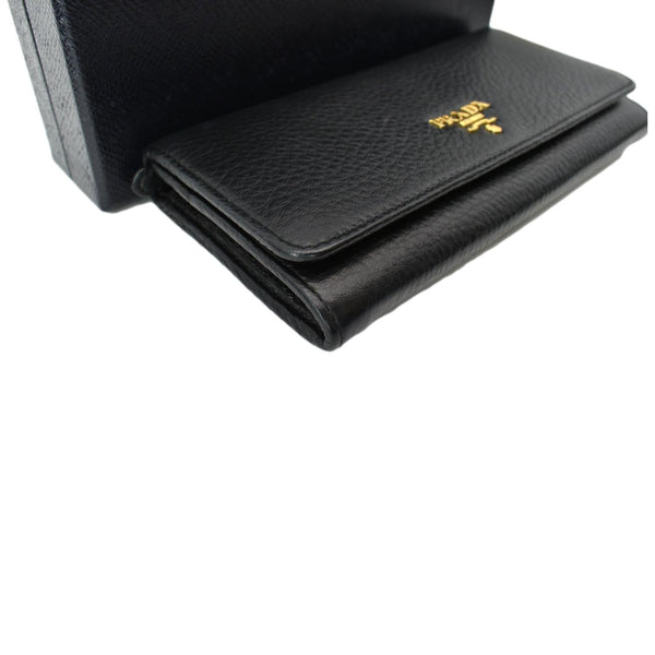 PRADA Continental Flap Leather Long Wallet Black
