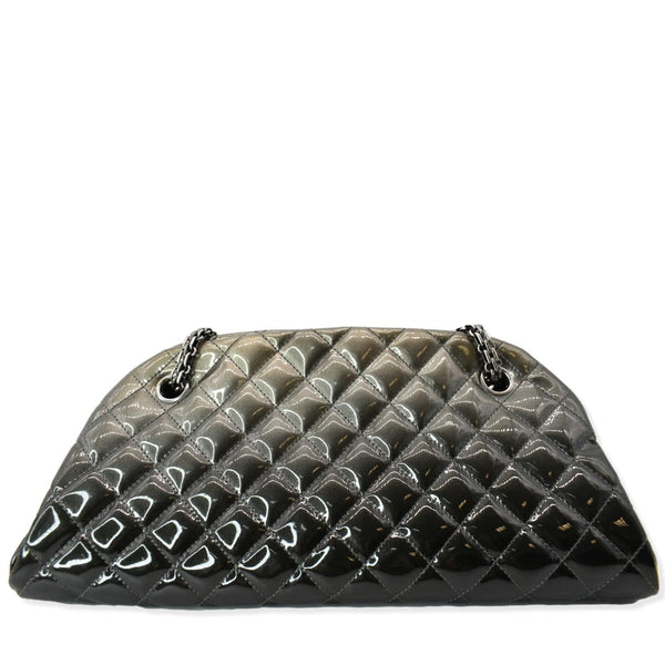 CHANEL Just Mademoiselle Ombre Degrade Patent Quilted Bowling Bag Black