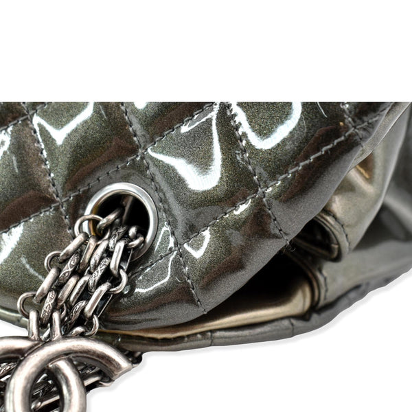 CHANEL Just Mademoiselle Ombre Degrade Patent Quilted Bowling Bag Black