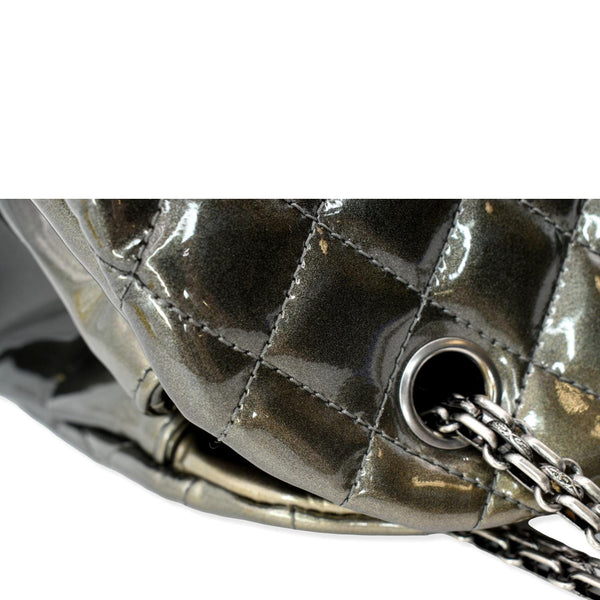 CHANEL Just Mademoiselle Ombre Degrade Patent Quilted Bowling Bag Black