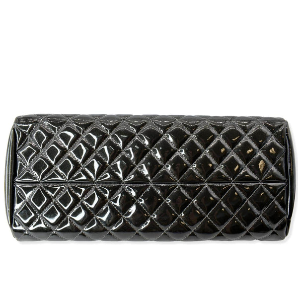 CHANEL Just Mademoiselle Ombre Degrade Patent Quilted Bowling Bag Black