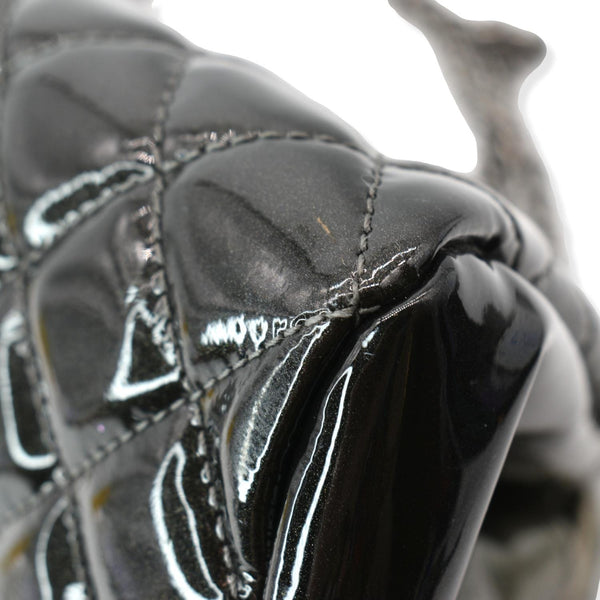 CHANEL Just Mademoiselle Ombre Degrade Patent Quilted Bowling Bag Black