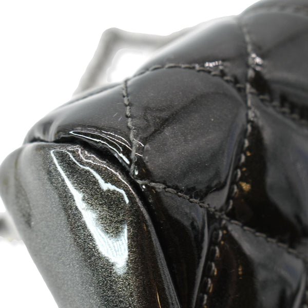 CHANEL Just Mademoiselle Ombre Degrade Patent Quilted Bowling Bag Black