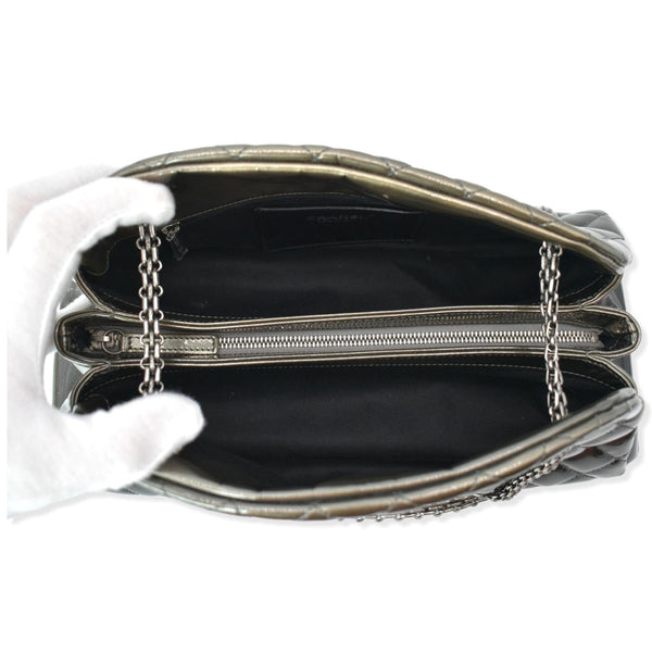 CHANEL Just Mademoiselle Ombre Degrade Patent Quilted Bowling Bag Black