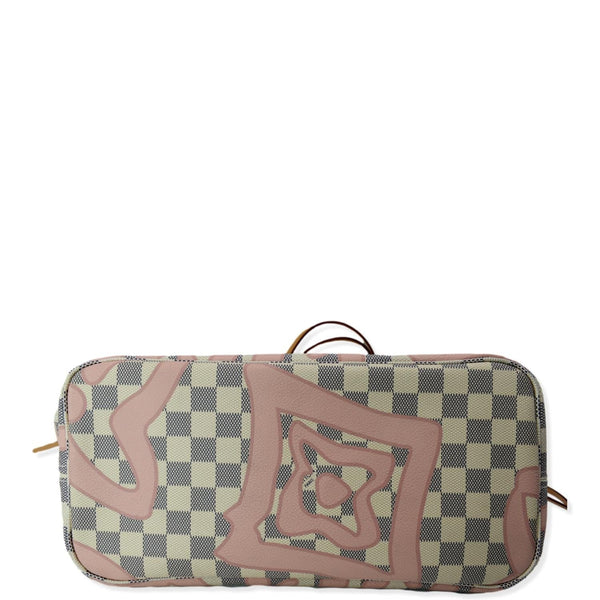 LOUIS VUITTON Neverfull MM Tahitienne Damier Azur Shoulder Bag Pink