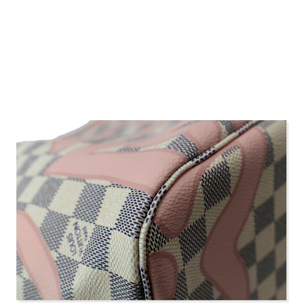 LOUIS VUITTON Neverfull MM Tahitienne Damier Azur Shoulder Bag Pink
