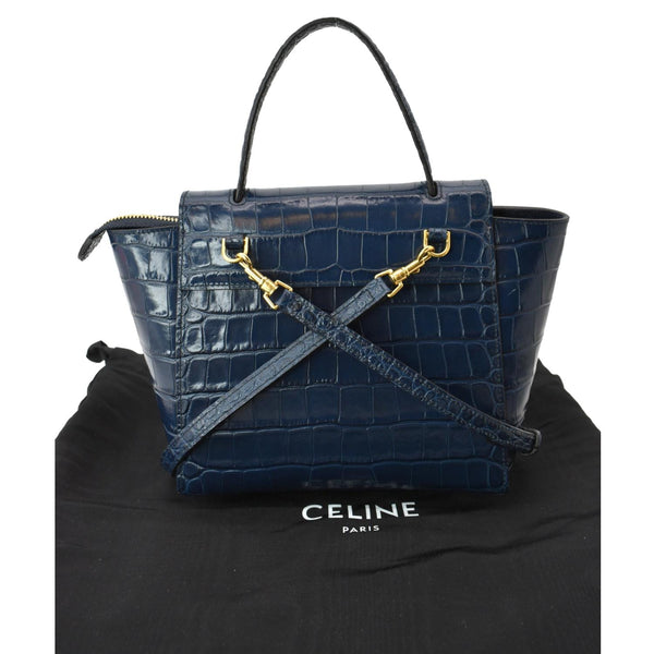 CELINE Nano Belt Embossed Leather Shoulder Bag Blue