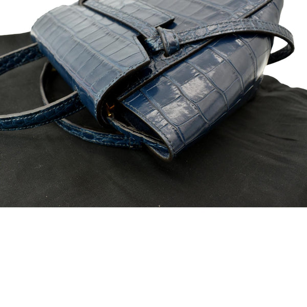 CELINE Nano Belt Embossed Leather Shoulder Bag Blue