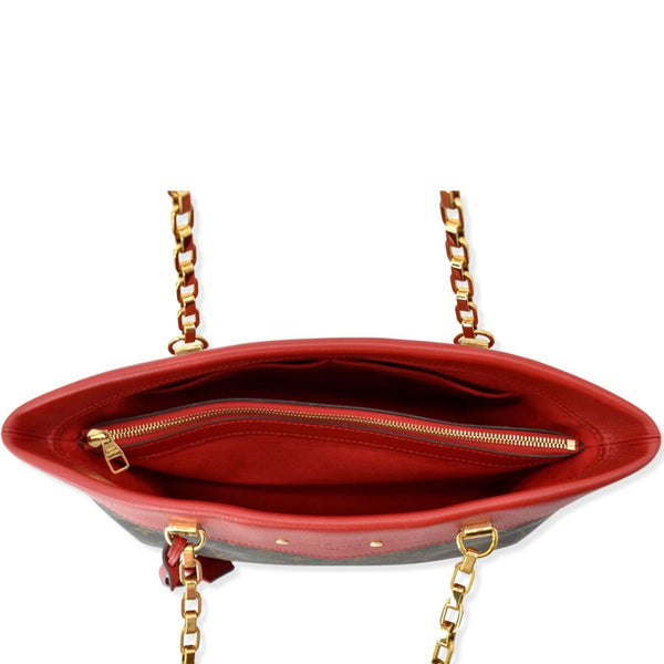 LOUIS VUITTON Pallas Chain Monogram Canvas Shopper Tote Bag Brown