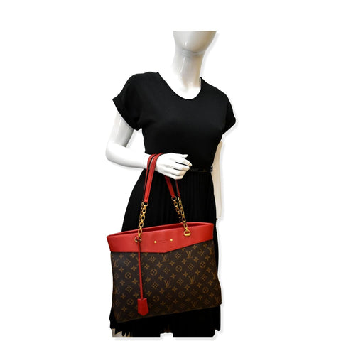 LOUIS VUITTON Pallas Chain Monogram Canvas Shopper Tote Bag Brown