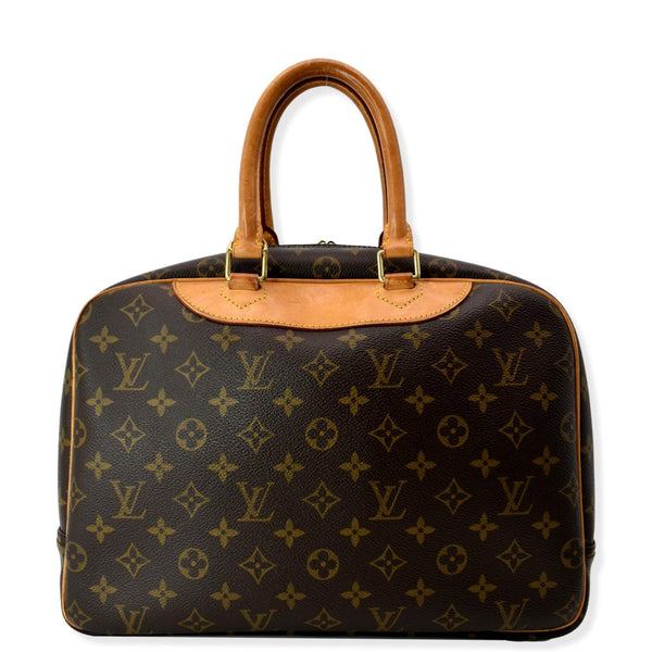 LOUIS VUITTON Deauville Boston Monogram Canvas Satchel Bag Brown