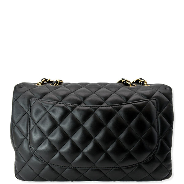CHANEL Classic Jumbo Flap Lambskin Leather Shoulder Bag Black