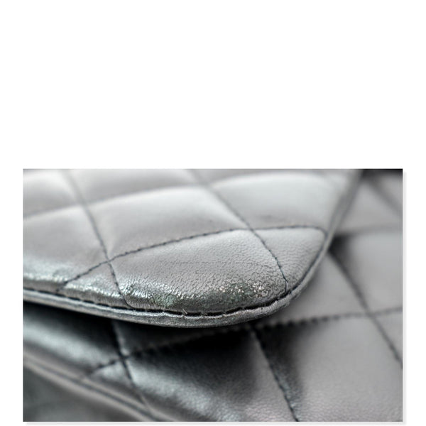 CHANEL Classic Jumbo Flap Lambskin Leather Shoulder Bag Black