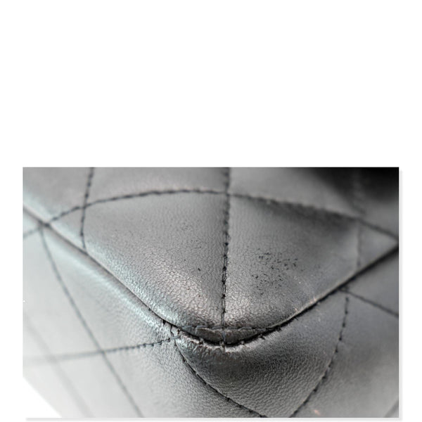 CHANEL Classic Jumbo Flap Lambskin Leather Shoulder Bag Black