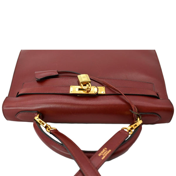 HERMES Vintage Kelly Sellier 32 Box Leather Satchel Bag Red
