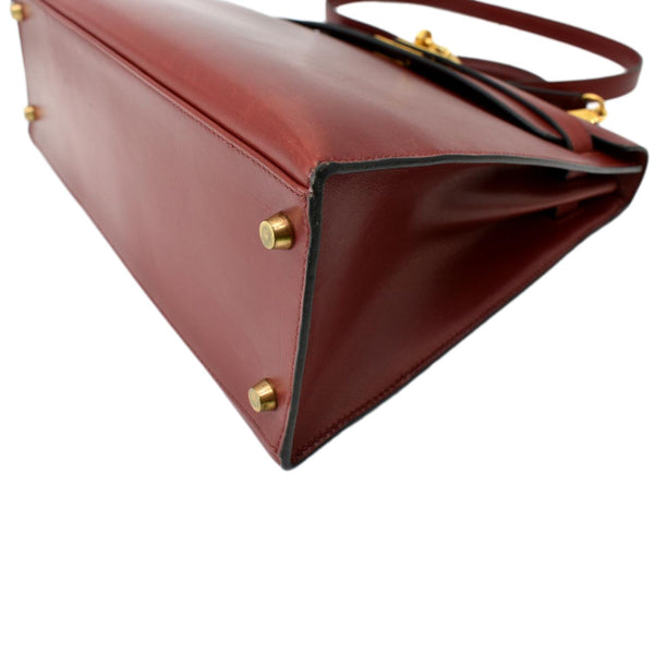 HERMES Vintage Kelly Sellier 32 Box Leather Satchel Bag Red