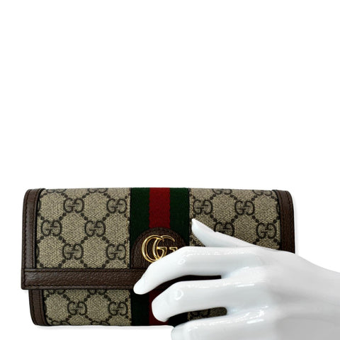 GUCCI Ophidia GG Continental Supreme Canvas Wallet Beige 523153