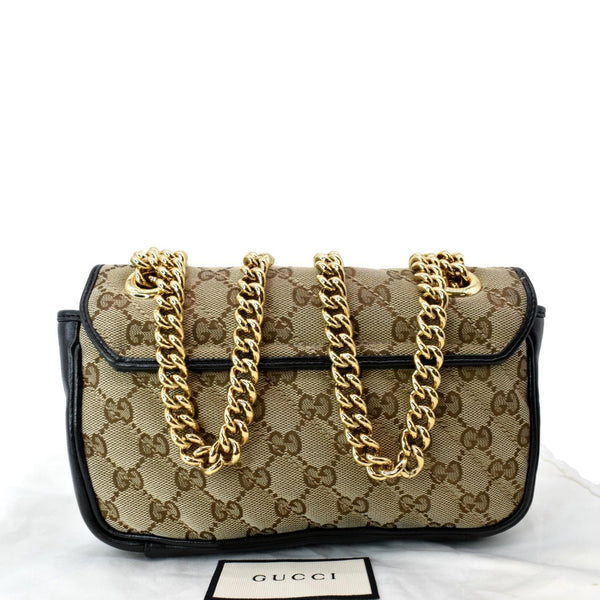 GUCCI GG Marmont Mini Canvas Leather Shoulder Bag Beige 446744