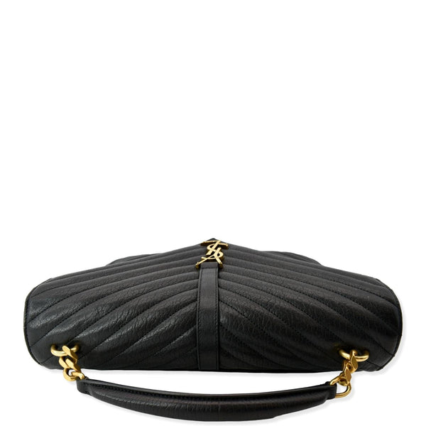 YVES SAINT LAURENT College Large Flap Matelassé Leather Shoulder Bag Black