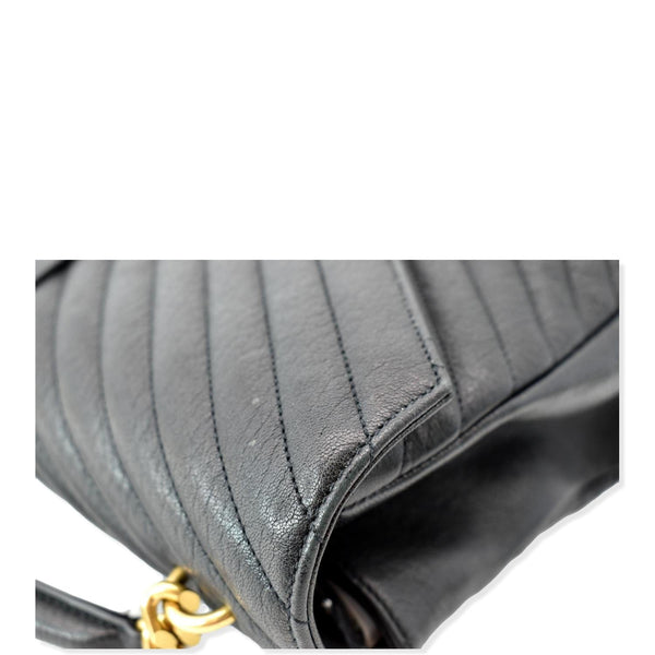 YVES SAINT LAURENT College Large Flap Matelassé Leather Shoulder Bag Black