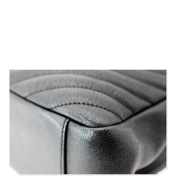 YVES SAINT LAURENT College Large Flap Matelassé Leather Shoulder Bag Black