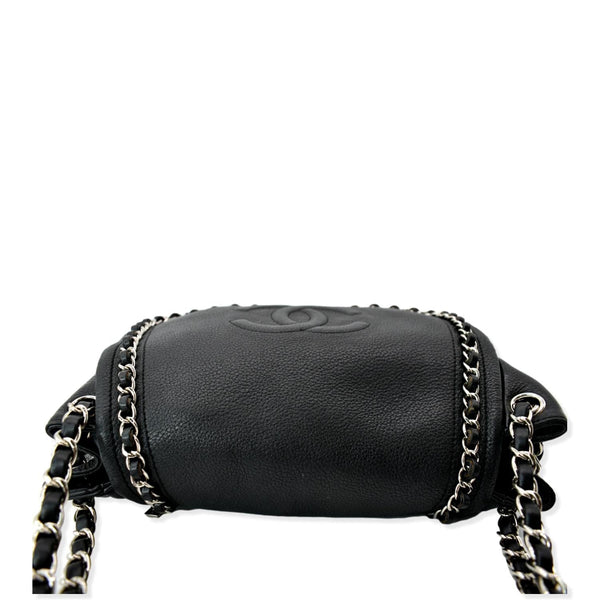 CHANEL CC Chain Around Flap Pebbled Calfskin Shoulder Bag Black