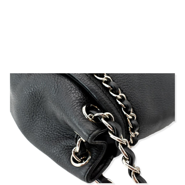 CHANEL CC Chain Around Flap Pebbled Calfskin Shoulder Bag Black