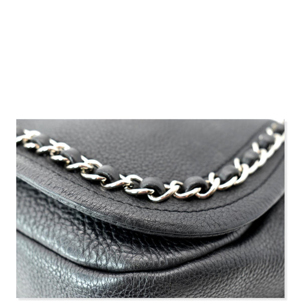 CHANEL CC Chain Around Flap Pebbled Calfskin Shoulder Bag Black