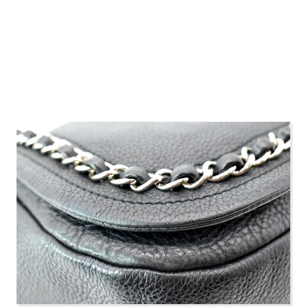 CHANEL CC Chain Around Flap Pebbled Calfskin Shoulder Bag Black