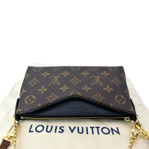 LOUIS VUITTON Pallas Monogram Canvas Clutch Crossbody Bag Brown
