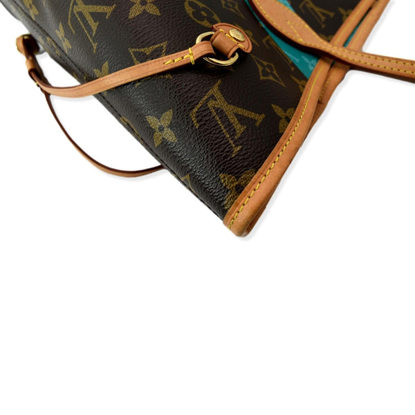 LOUIS VUITTON Limited Edition V Neverfull MM Monogram Canvas Tote Bag Turquoise
