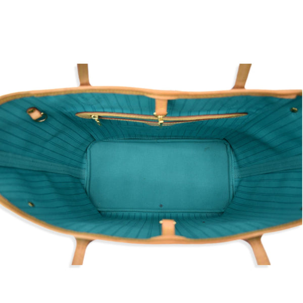 LOUIS VUITTON Limited Edition V Neverfull MM Monogram Canvas Tote Bag Turquoise