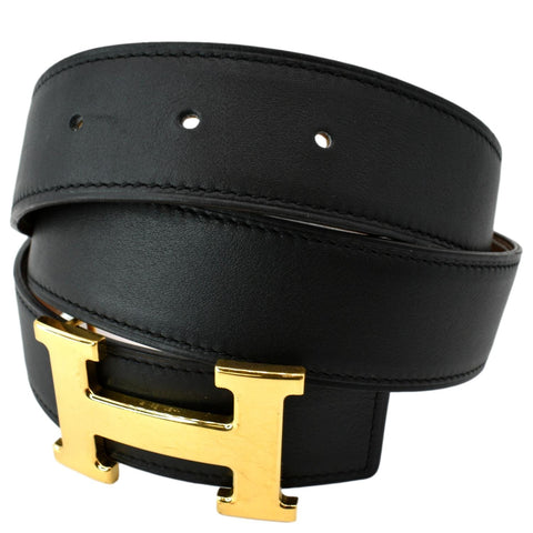 HERMES Constance H Buckle Reversible Belt Black