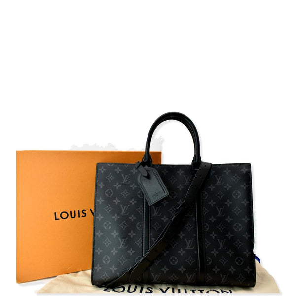 LOUIS VUITTON Sac Plat Horizontal Zippe Monogram Eclipse Shoulder Bag Black