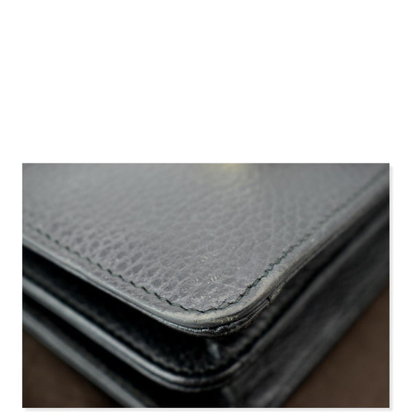 GUCCI Interlocking GG Leather Crossbody Bag Black 510304