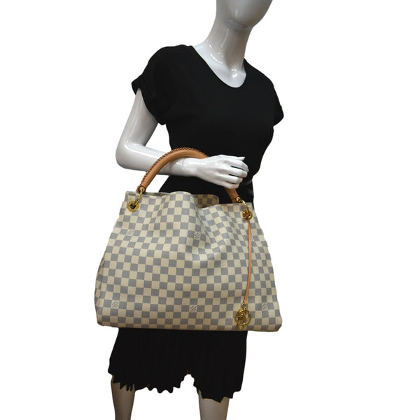 Louis Vuitton Artsy MM Damier Azur Hobo Bag White For Sale