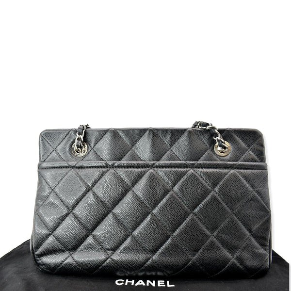 CHANEL Timeless CC Soft Quilted Caviar Leather Shopping Tote Bag Black