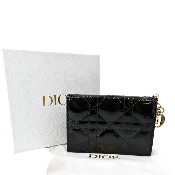 Christian Dior Mini Lady Dior Cannage Calfskin Canvas Wallet