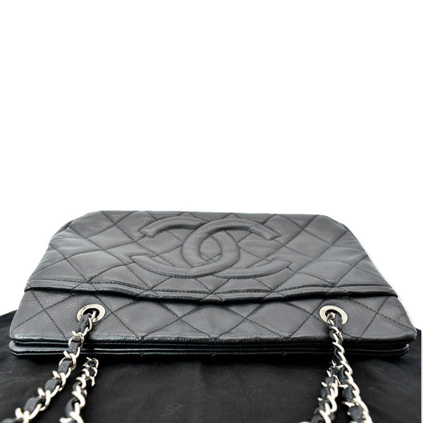CHANEL Timeless CC Soft Quilted Caviar Leather Shopping Tote Bag Black