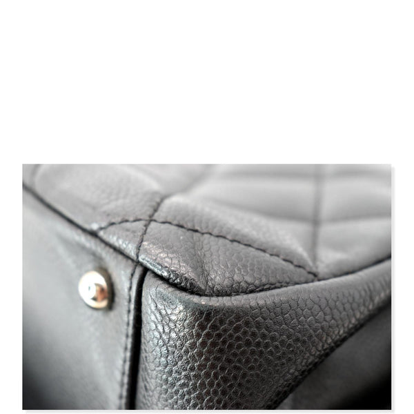 CHANEL Timeless CC Soft Quilted Caviar Leather Shopping Tote Bag Black