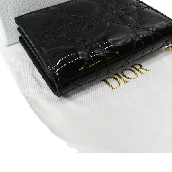 Christian Dior Mini Lady Dior Cannage Calfskin Canvas Wallet